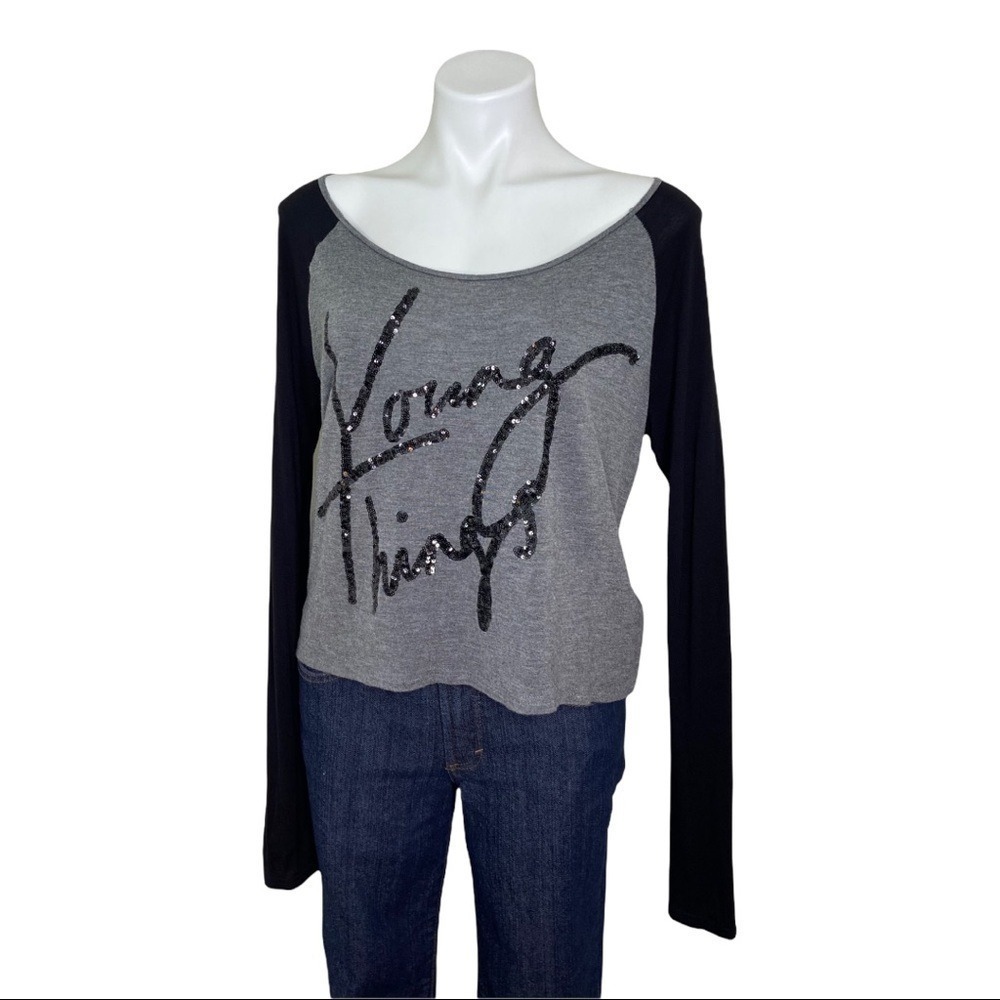 DIVIDED By H&M Young Thing Grey & Black Top Blouse Shirt 12